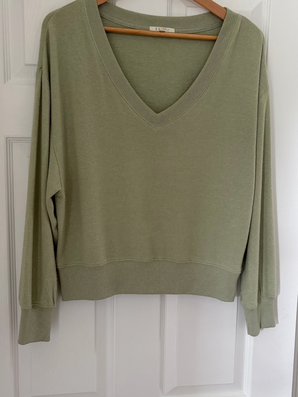 Z Supply Olive Sage V-Neck Sweater